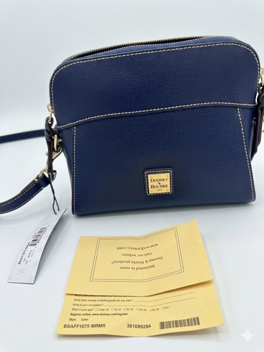 NWT - Dooney & Bourke Saffiano Penrose Cameron Crossbody Bag in Marine